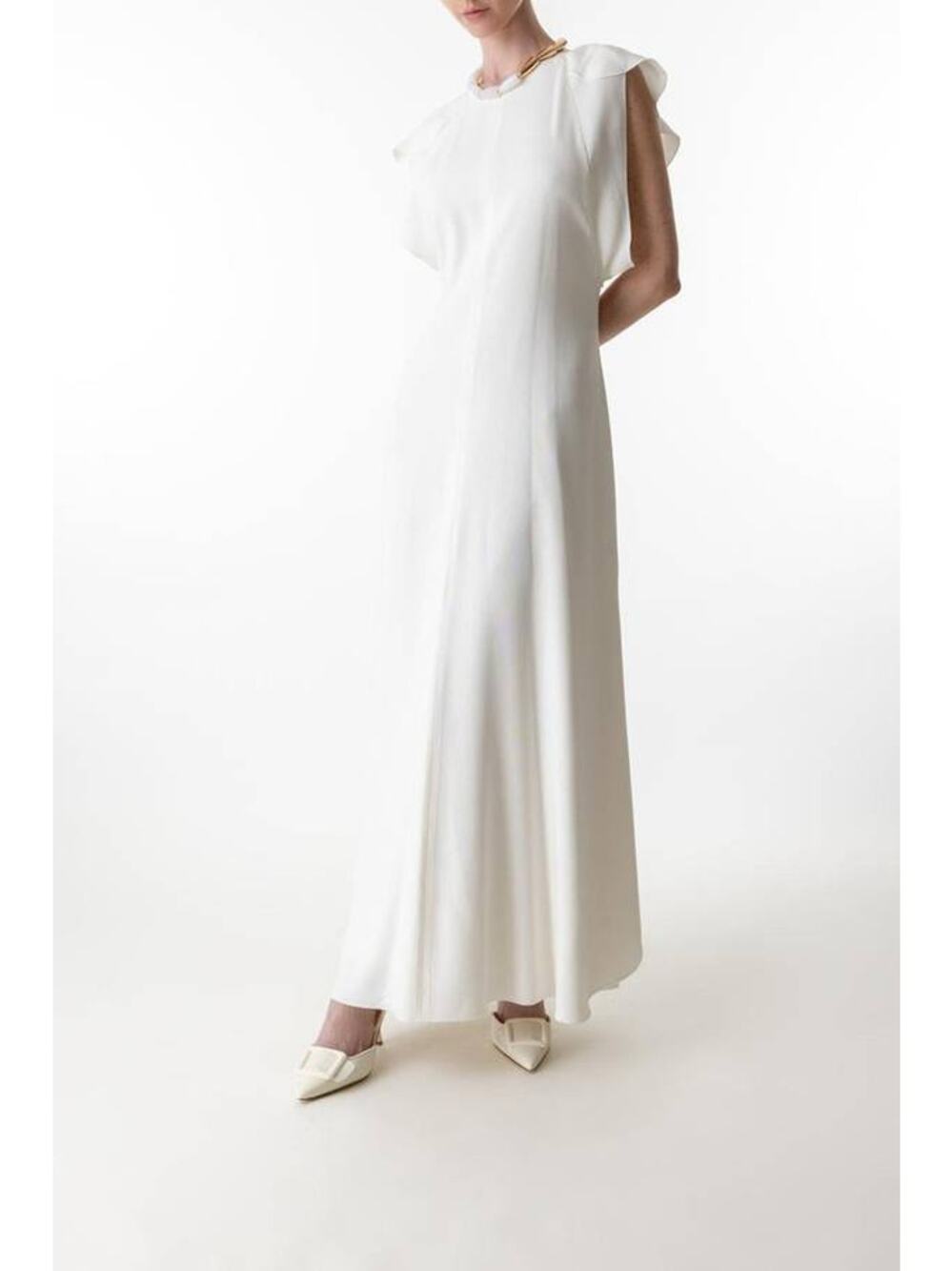 Victoria Beckham Folded Cap Sleeve Midi Dress in Ivory UK 10 US 6